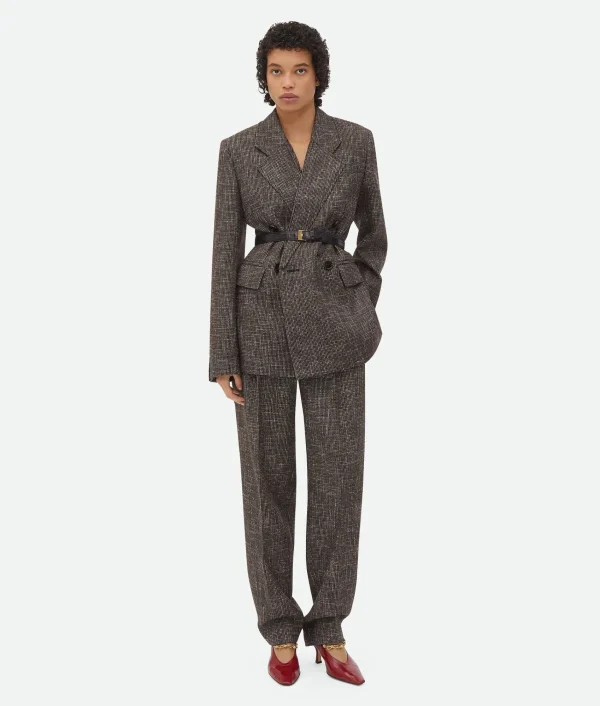 Bottega Veneta Wool And Cotton Pied De Poule Jacket>Women Jackets