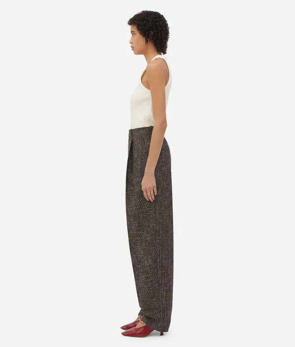 Bottega Veneta Wool And Cotton Pied De Poule Trousers>Women Trousers And Shorts