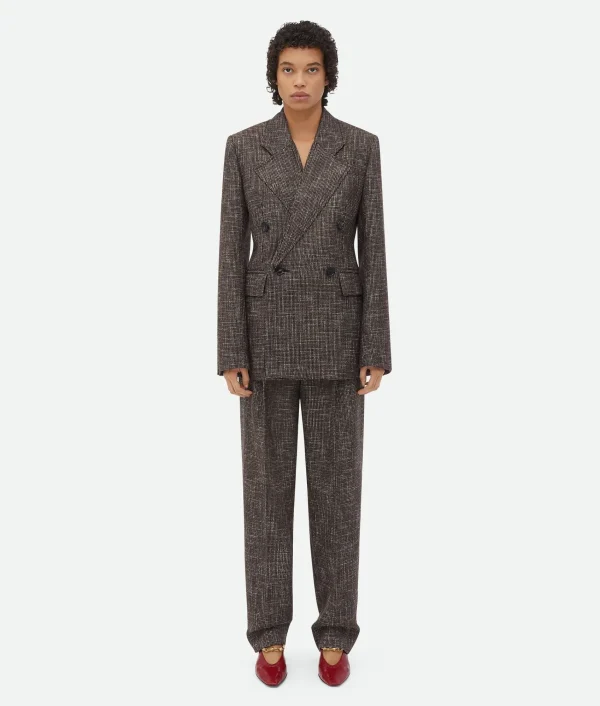 Bottega Veneta Wool And Cotton Pied De Poule Jacket>Women Jackets