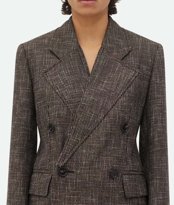 Bottega Veneta Wool And Cotton Pied De Poule Jacket>Women Jackets