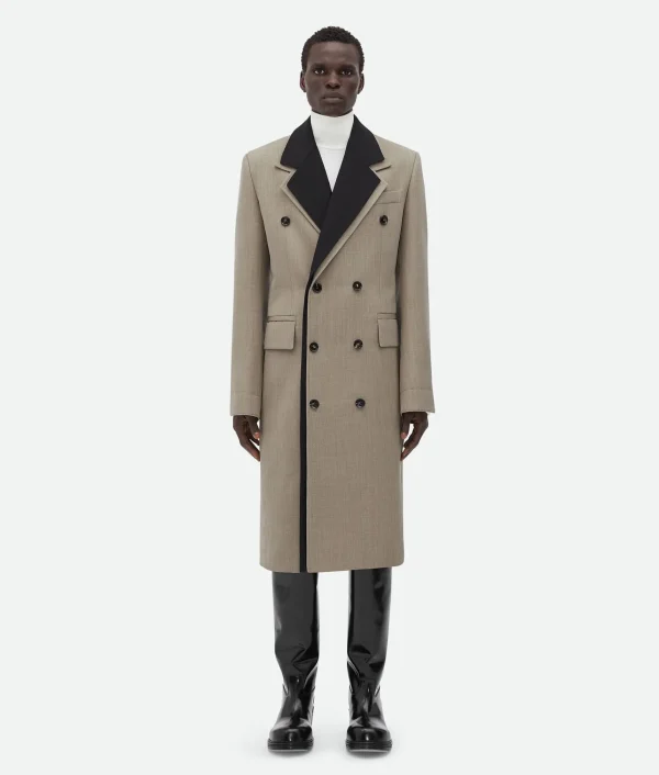 Bottega Veneta Wool Coat With Contrasting Collar> Coats