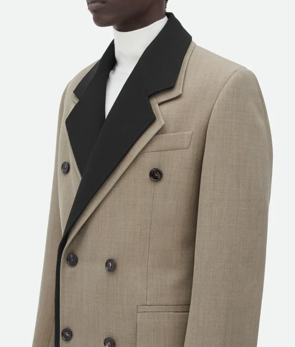 Bottega Veneta Wool Coat With Contrasting Collar> Coats