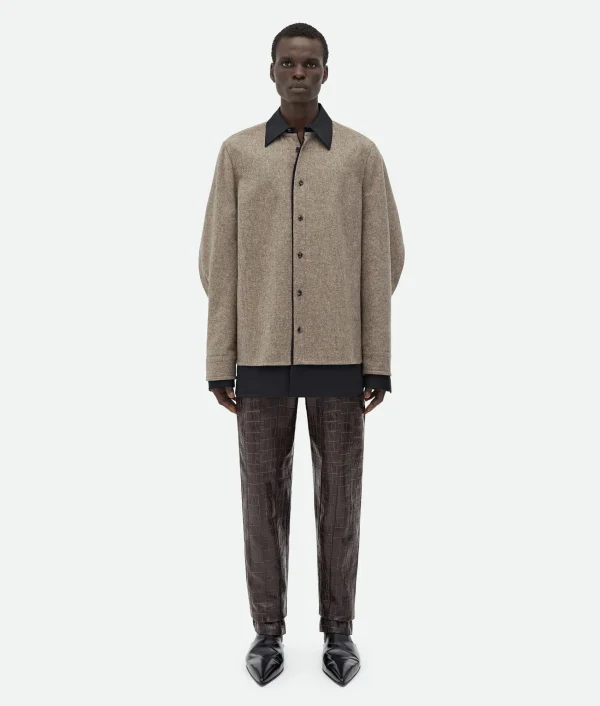 Bottega Veneta Wool Flannel And Viscose Double Shirt> Shirts