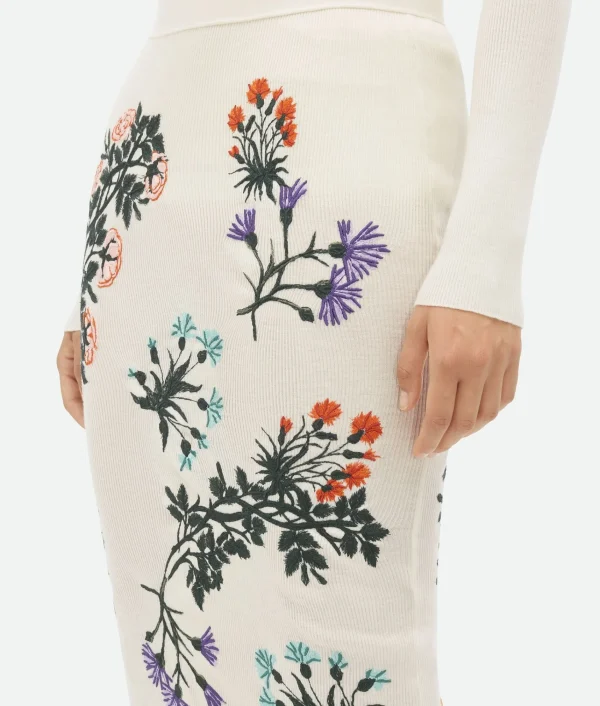 Bottega Veneta Wool Flowers Long Skirt>Women Skirts