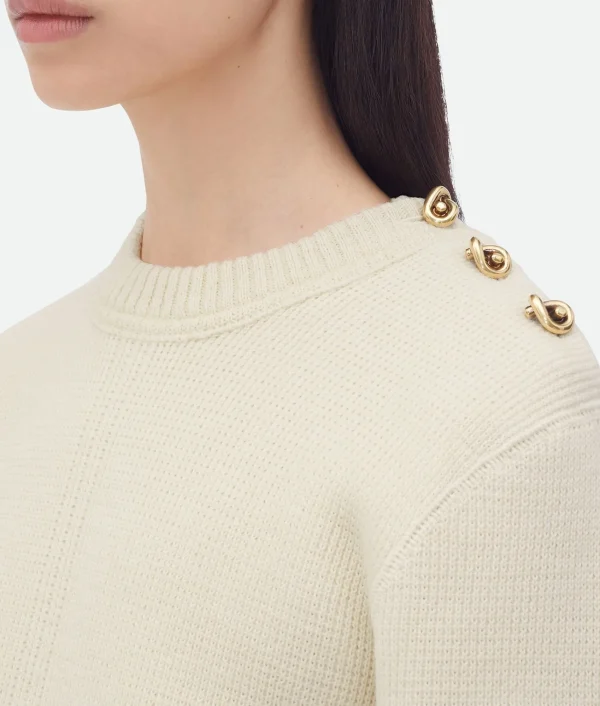 Bottega Veneta Wool Jumper With Metal Knot Buttons>Women Knitwear