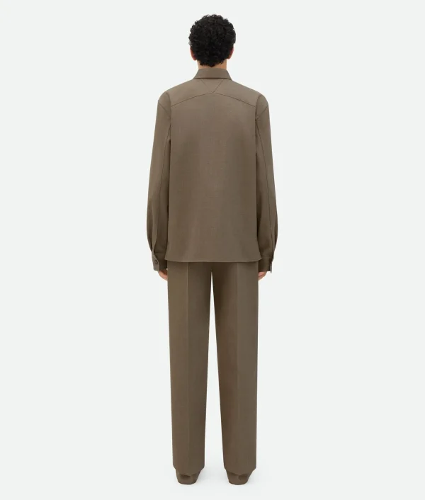 Bottega Veneta Wool Twill Shirt With Triangle Pocket> Shirts