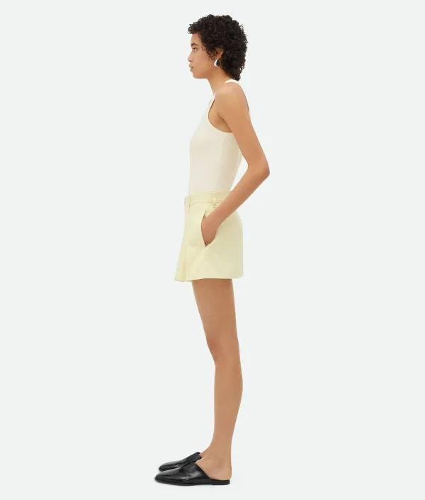 Bottega Veneta Yellow Wash Denim Pleated Mini Skirt>Women Denim | Skirts