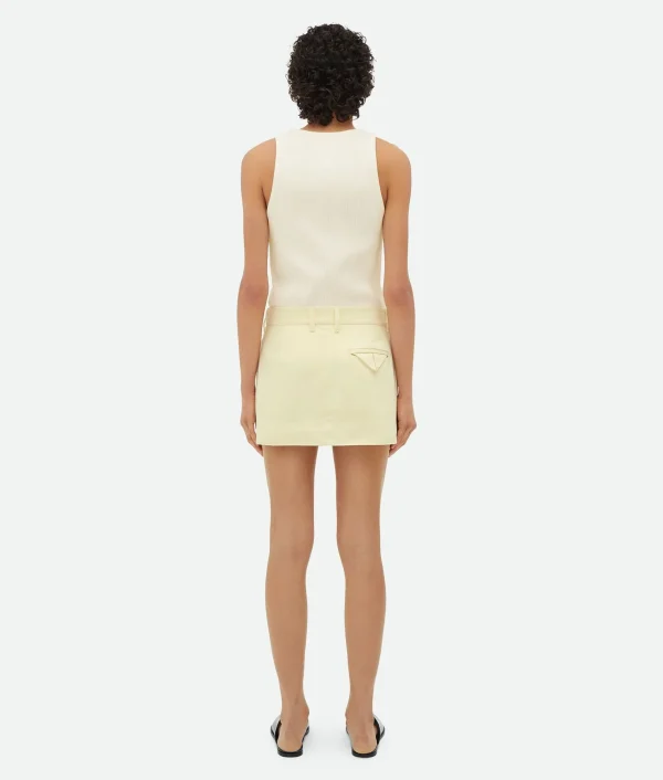 Bottega Veneta Yellow Wash Denim Pleated Mini Skirt>Women Denim | Skirts