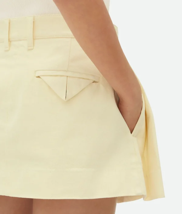 Bottega Veneta Yellow Wash Denim Pleated Mini Skirt>Women Denim | Skirts