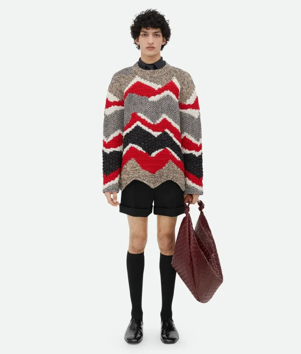 Bottega Veneta Zig Zag Cotton Knit Jumper> Knitwear
