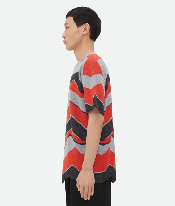 Bottega Veneta Zig-Zag Jacquard Knitted T-Shirt> T-Shirts